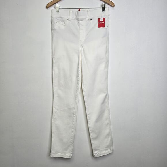 Spanx MT Tall Straight Leg Jean Pant White Pull-On Stretch Denim NWT - Picture 1 of 11